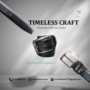 Handcrafted Leather Belt black Brushed Zinc Alloy